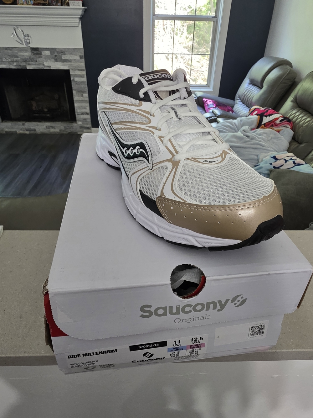 Saucony Ride Millennium White & Gold Running Shoe